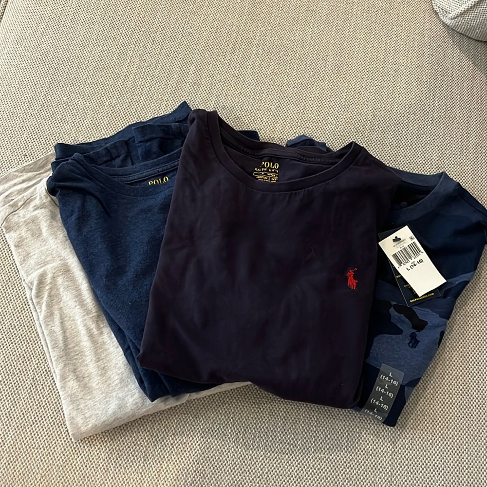 4 Polo by Ralph Lauren short sleeve T Shirts.  3 are size S/P/CH, One is 14-16.
